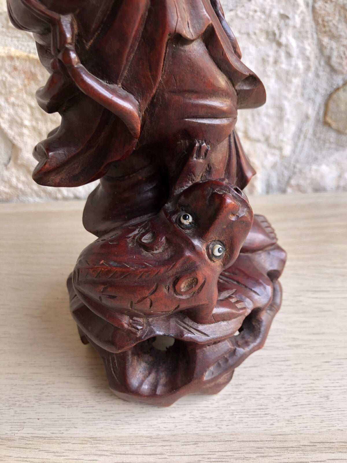 Scultura Cinese Vintage In Legno
