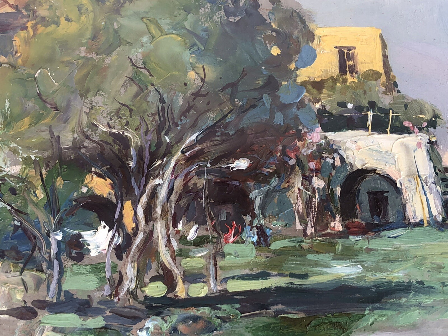 Quadro vintage -Paesaggio- dipinto a olio su tavoletta