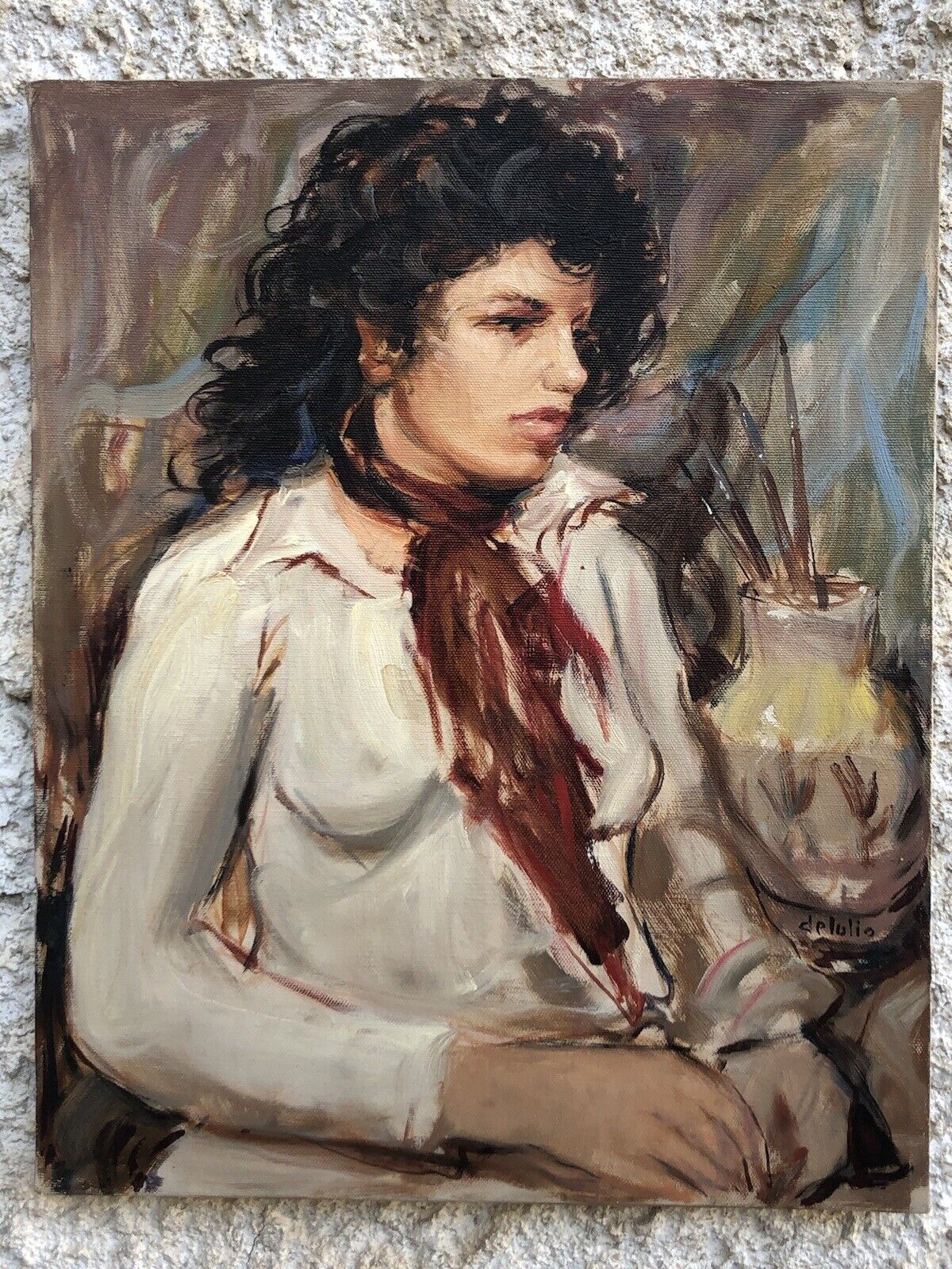 Quadro vintage -Figura Donna- dipinto a olio su tela