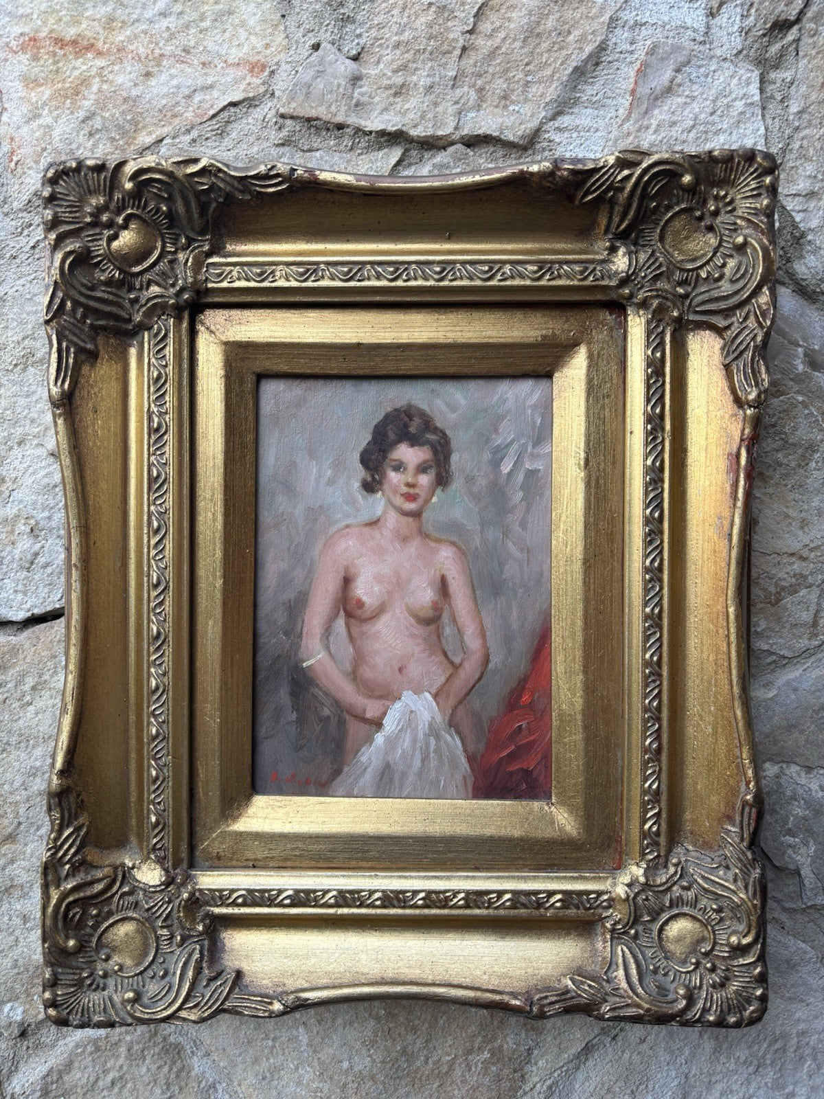 Quadro -Mezzo Nudo- dipinto a olio su tavoletta