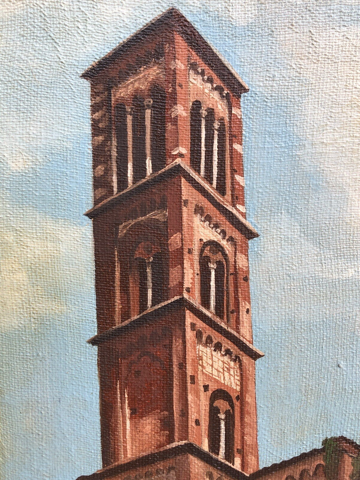 Quadro vintage -Campanile-dipinto a olio