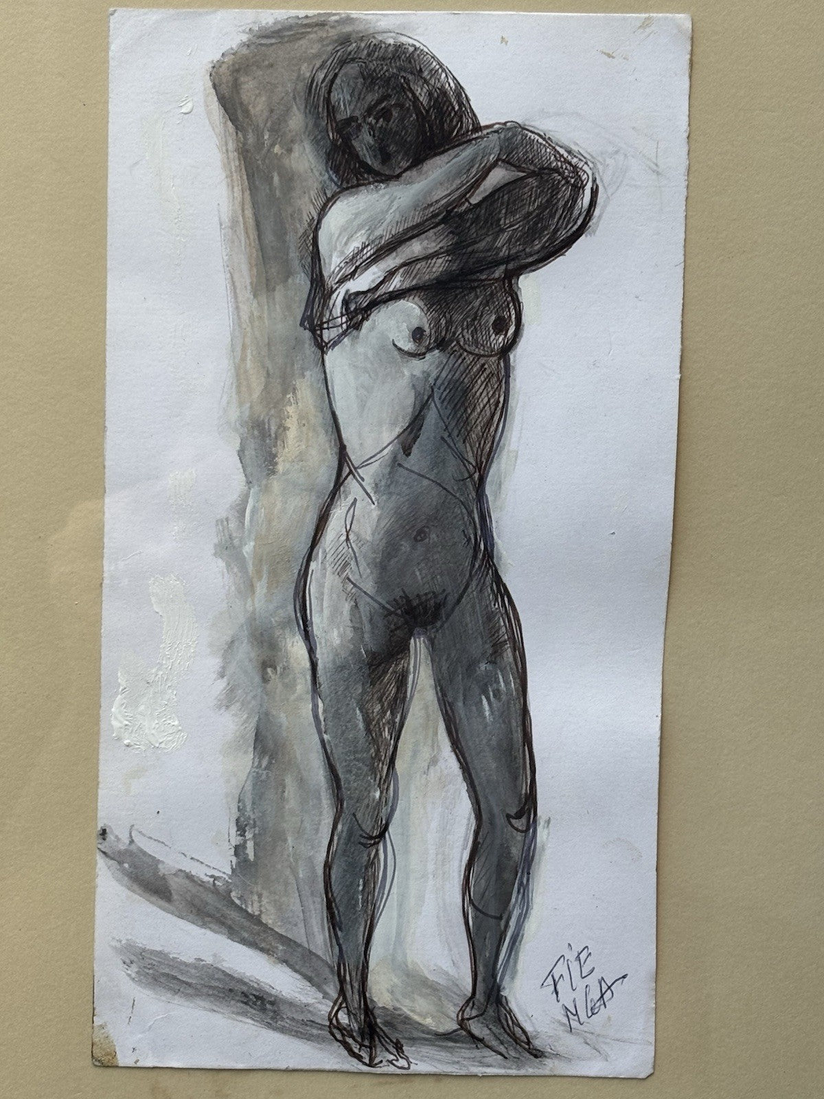 Quadro -Nudi Di Donna- Fienga realizzati a tecnica mista su carta