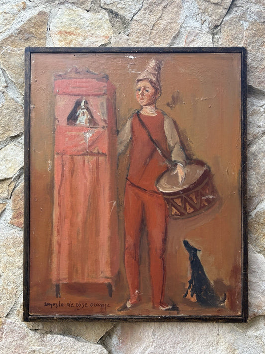 Quadro -Maschere Allegoriche- Augusto Orange De Rose dipinto a olio su tela