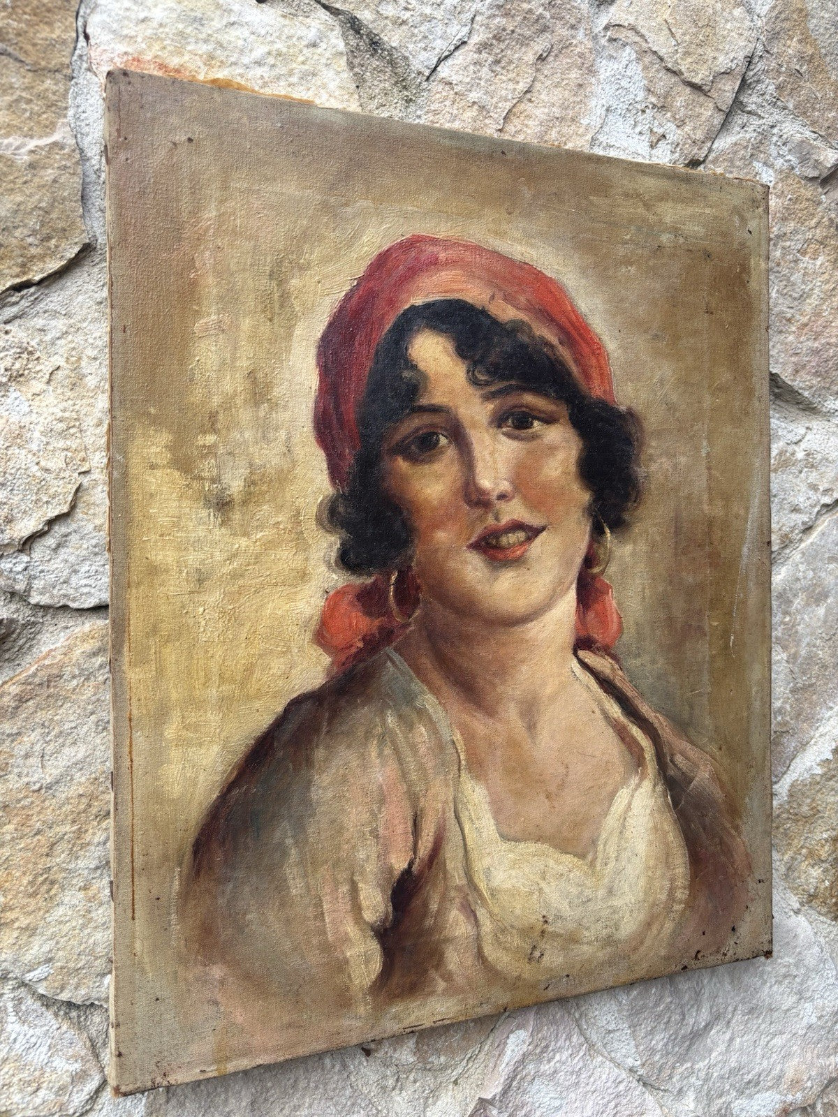 Quadro antico -Figura Di Donna- dipinto a olio su tela