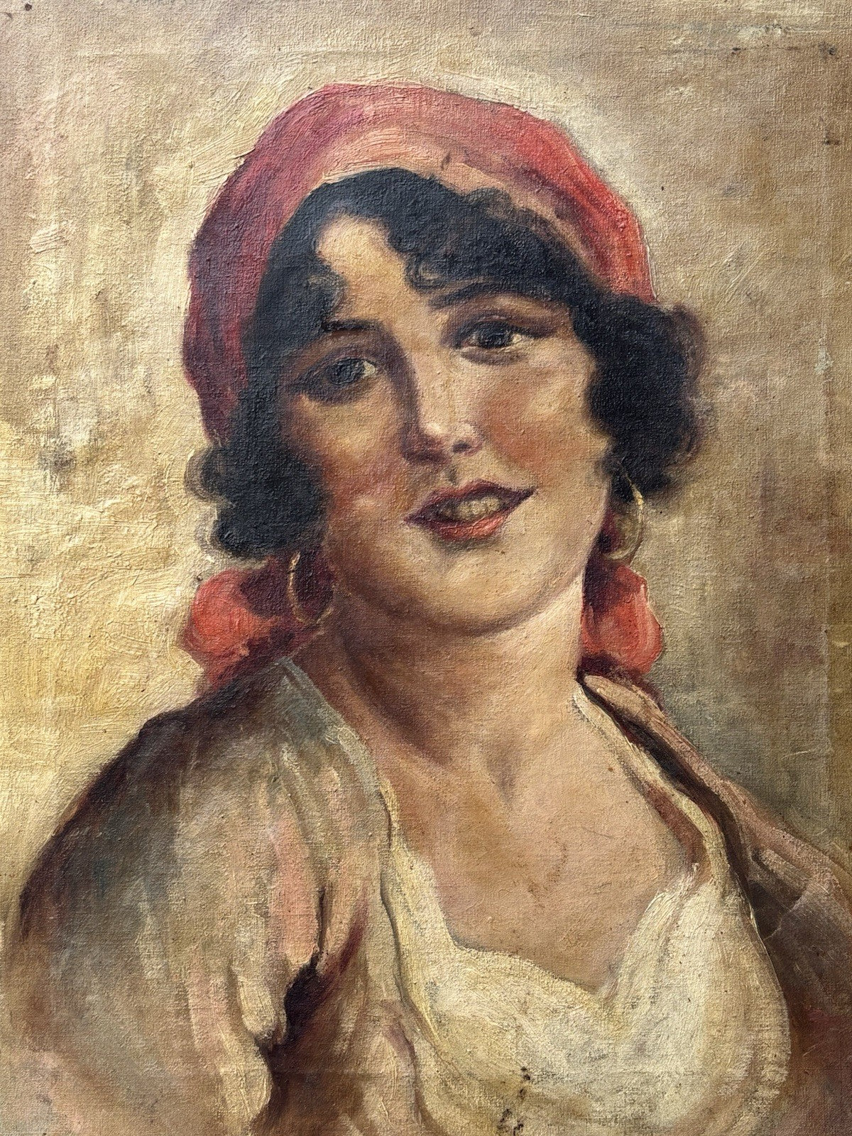 Quadro antico -Figura Di Donna- dipinto a olio su tela