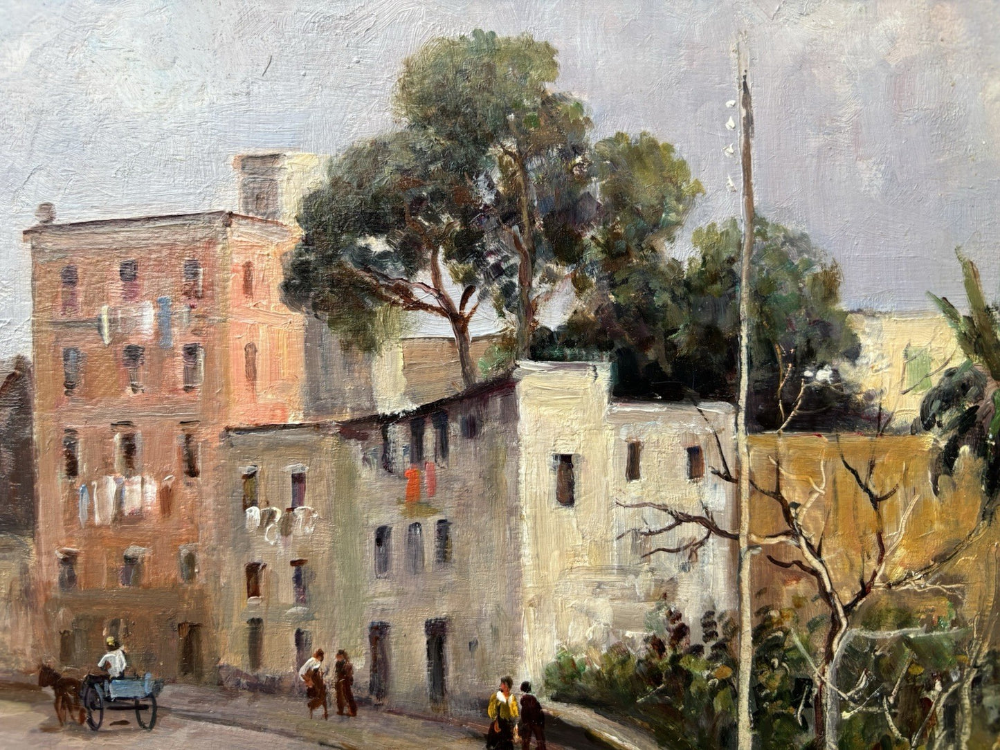 Quadro -Strada Di Paese- Vincenzo Canino dipinto a olio su tavoletta