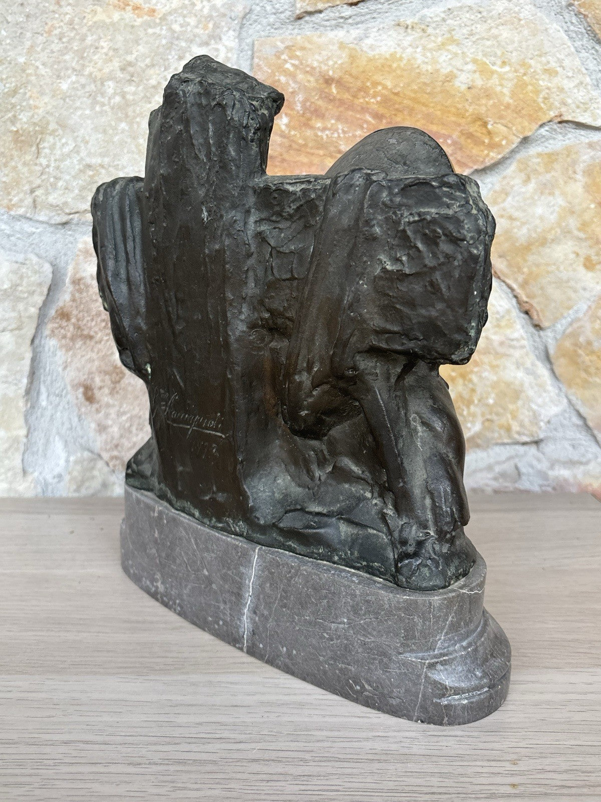Antica Scultura In Bronzo Guido Cacciapuoti Datata 1923