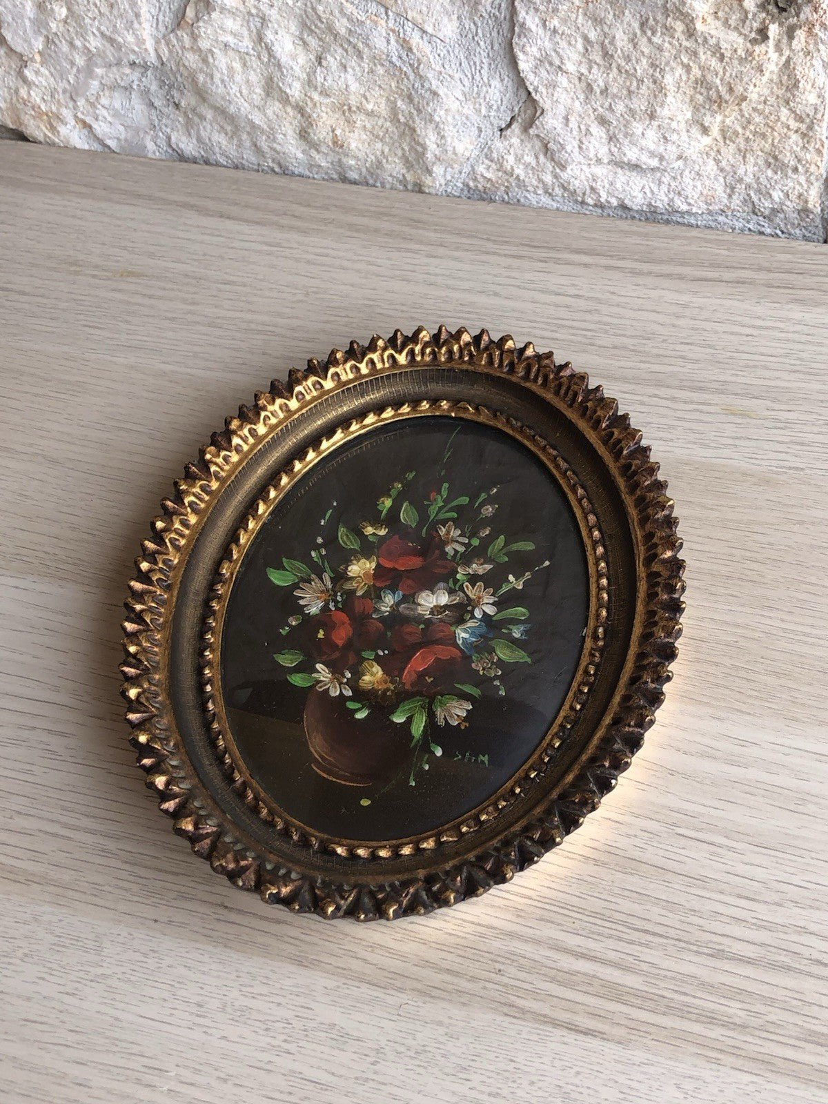 Quadro Vintage Dipinto Con Fiori