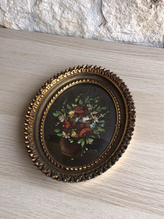 Quadro Vintage Dipinto Con Fiori