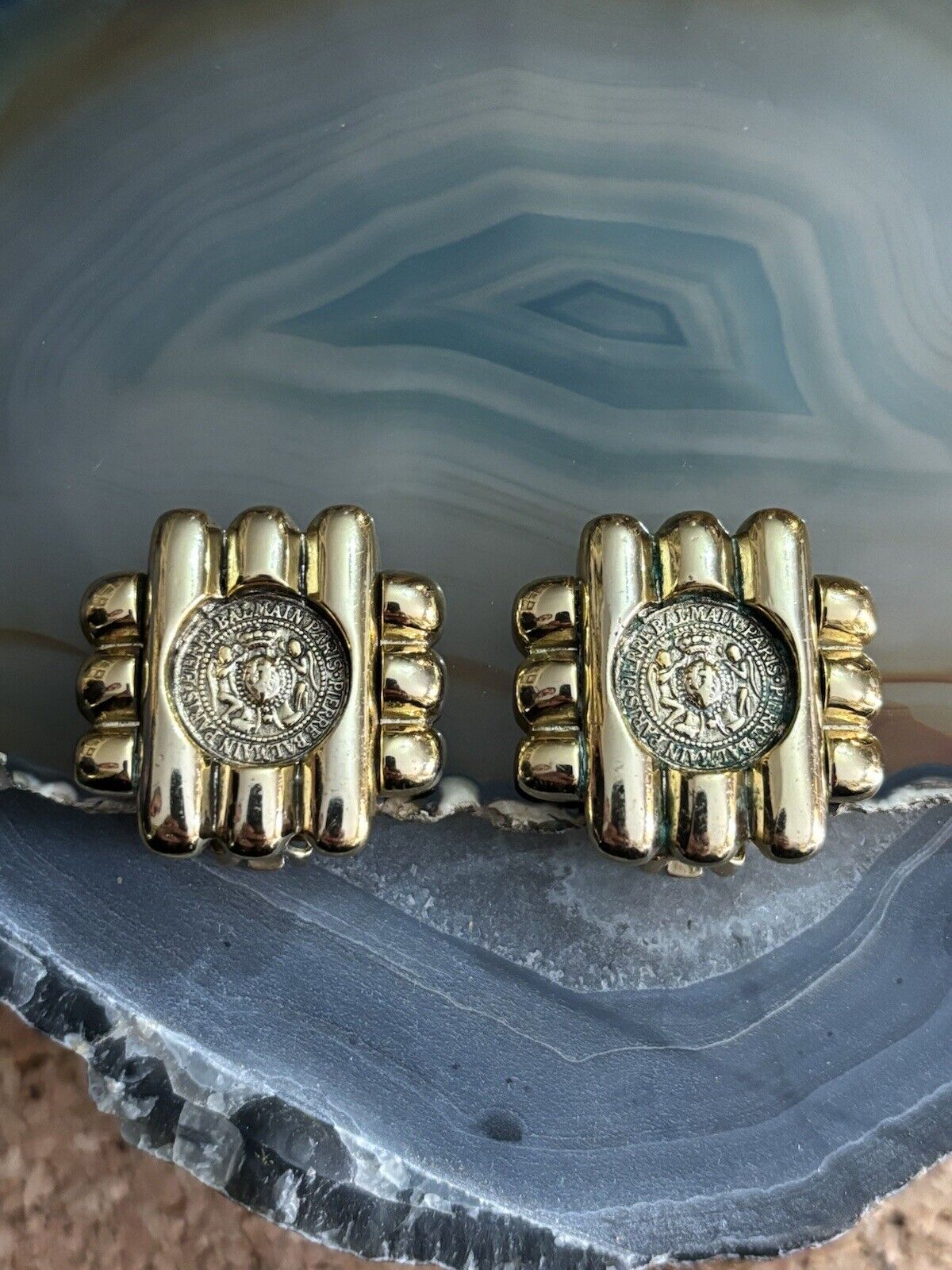 Orecchini A Clip Vintage Pierre Balmain In Ottone