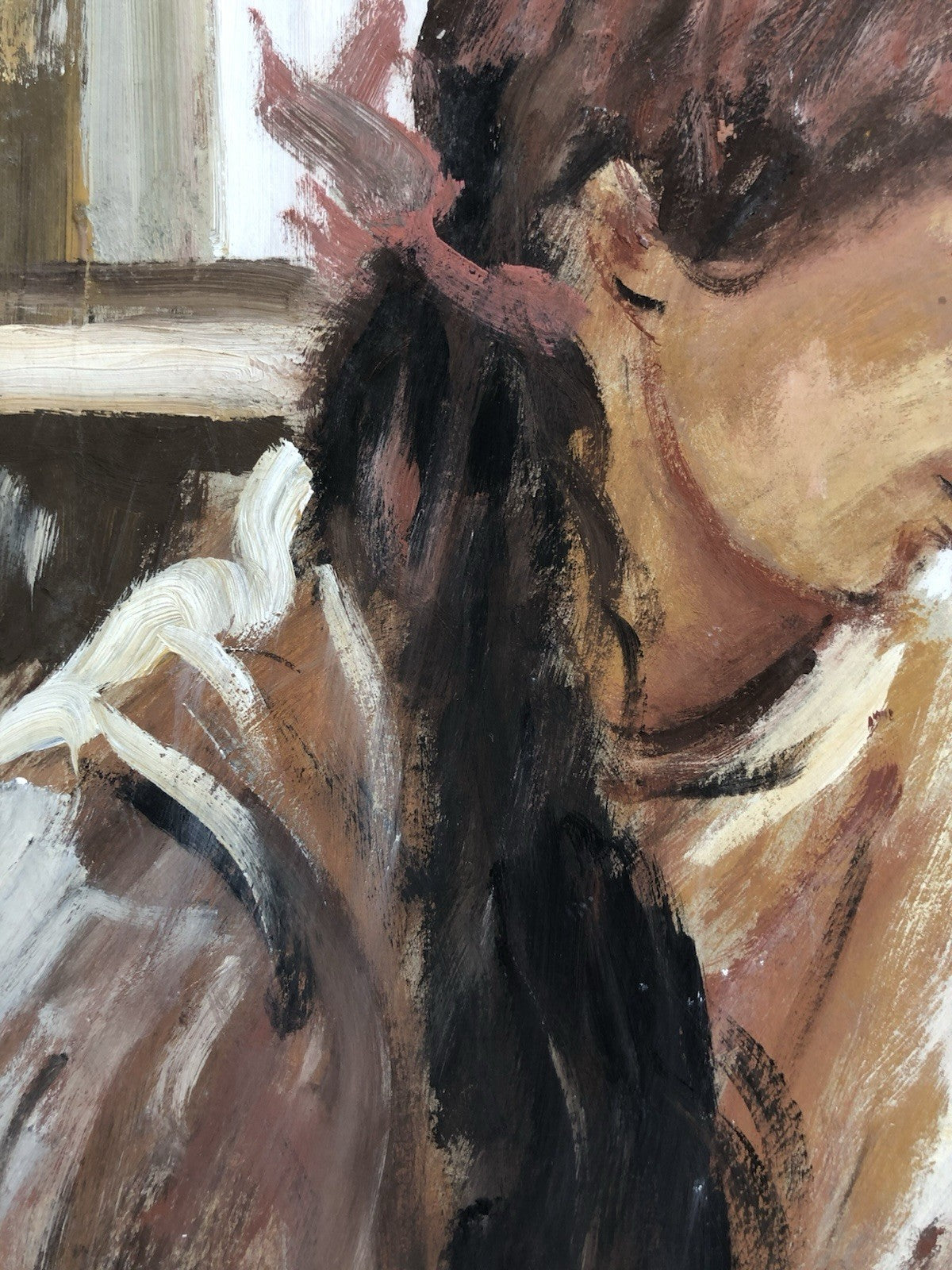 Quadro -Giovane Lettrice- Antonio Asturi tecnica mista su cartoncino