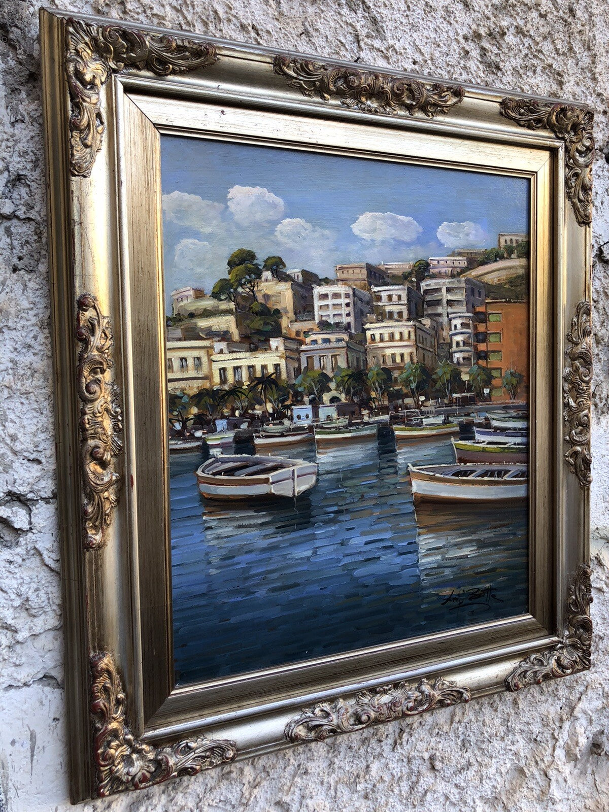 Quadro vintage -Marina Napoli-dipinto a olio