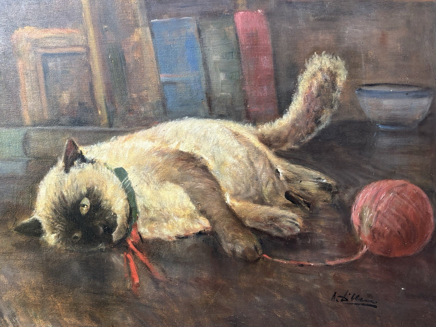 Quadro -Gatto Con Gomitolo- Antonio D’Urso dipinto a olio
