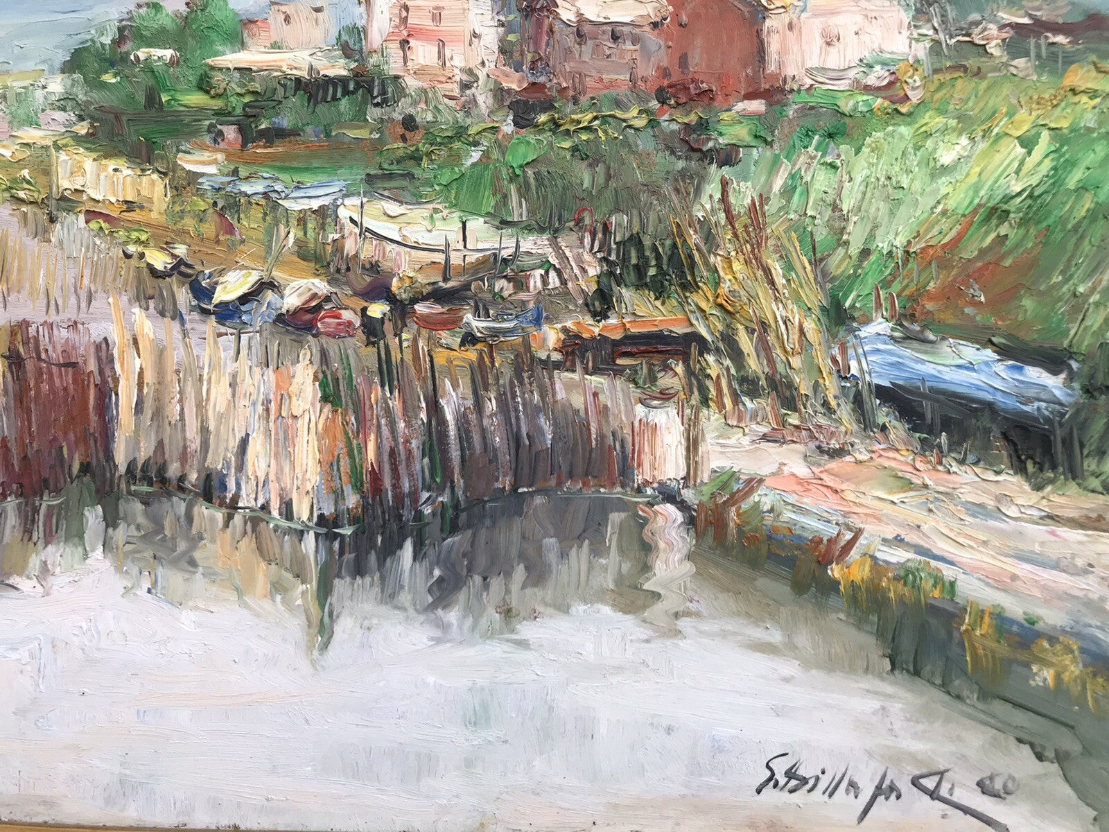Quadro vintage -Lago Patria- dipinto a olio