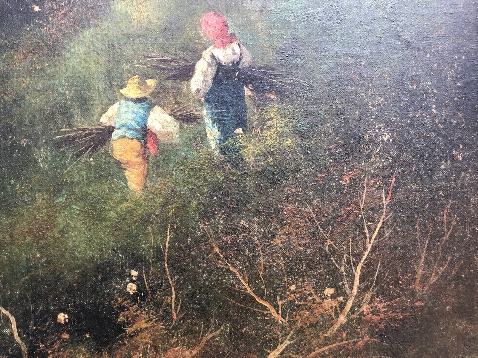 Quadro antico -Paesaggio- dipinto a olio su tela applicata su cartone