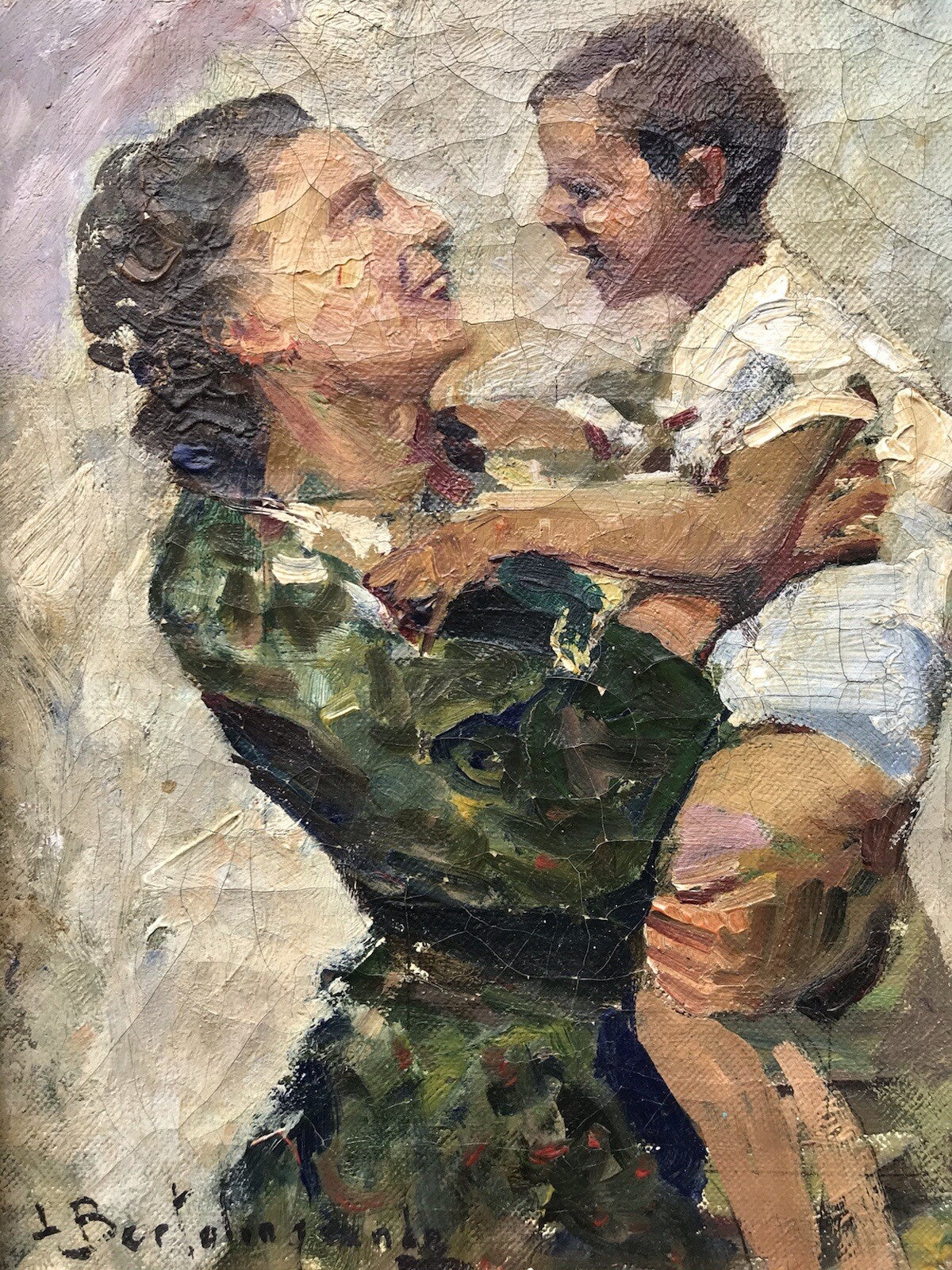 ANTICO QUADRO - MATERNITÀ- DIPINTO A OLIO SU TELA