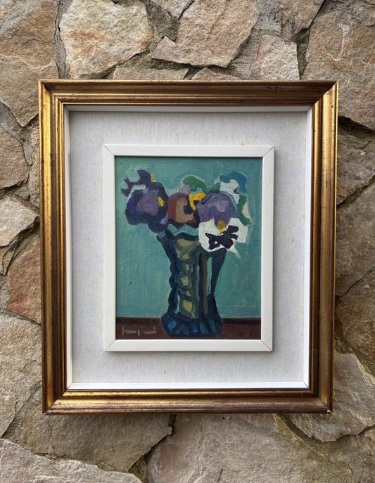 Quadro -Vaso Con Fiori- Mario Sangiovanni dipinto a olio