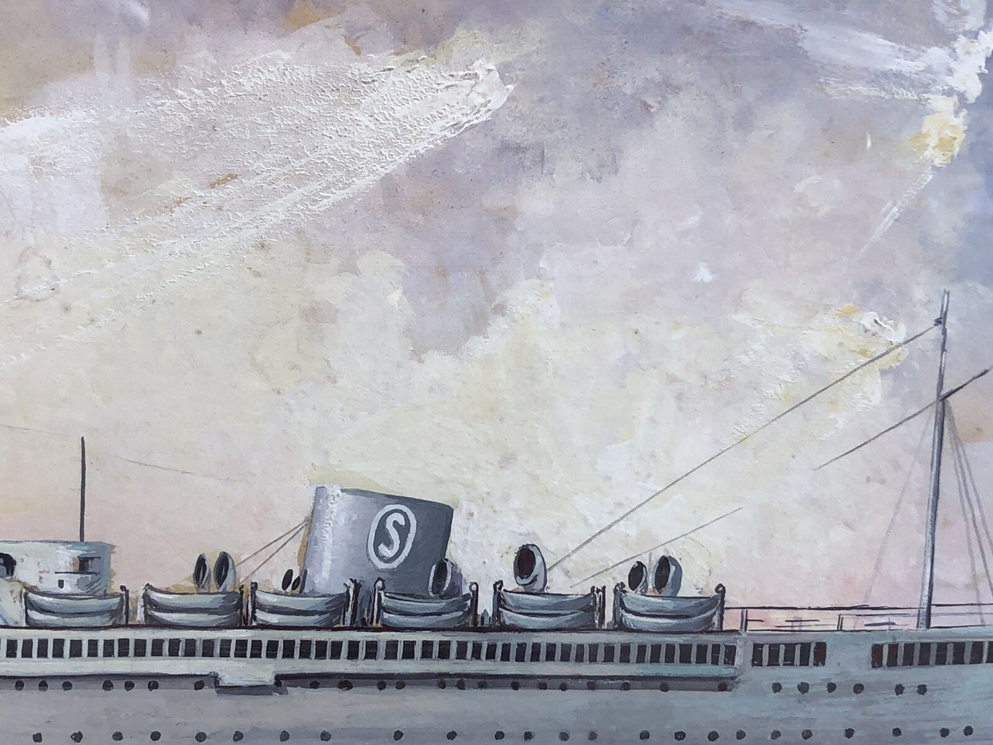 Quadro dipinto Nave “Venezuela Grimaldi Siosa Line” vintage