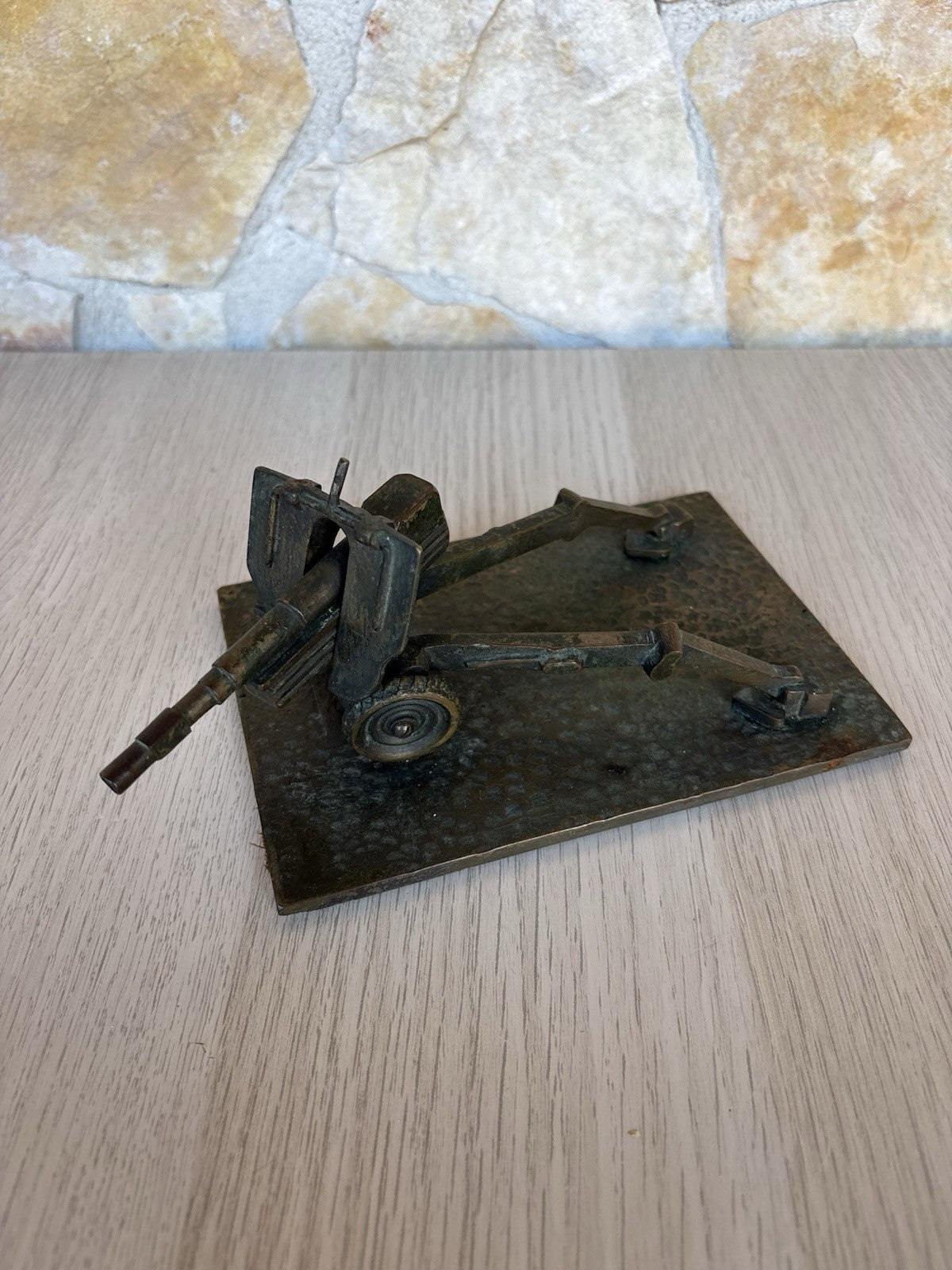 Scultura Vintage Cannone In Bronzo