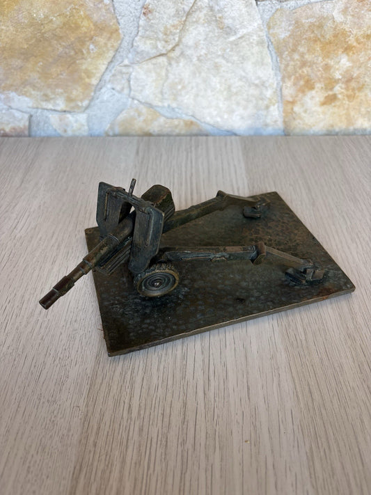 Scultura Vintage Cannone In Bronzo