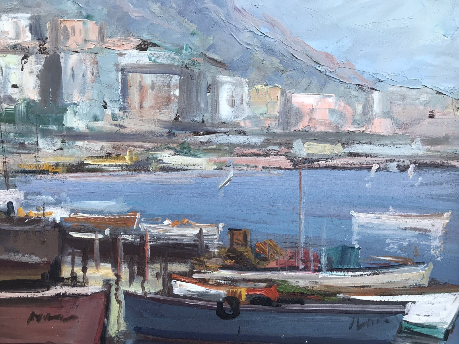 QUADRO VINTAGE -MARINA-DIPINTO A OLIO SU TAVOLETTA