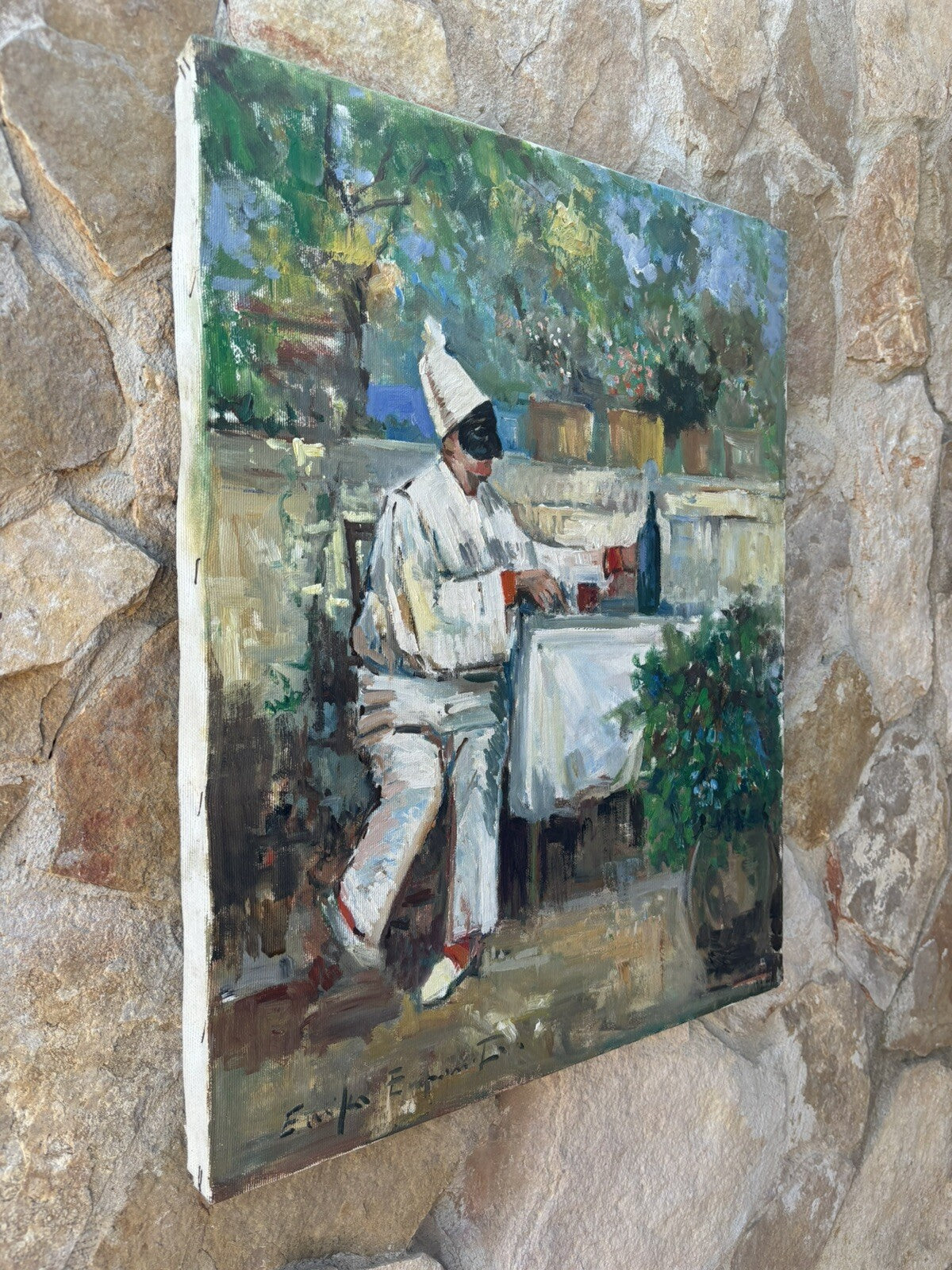 Quadro vintage -Pulcinella- dipinto a olio su tela