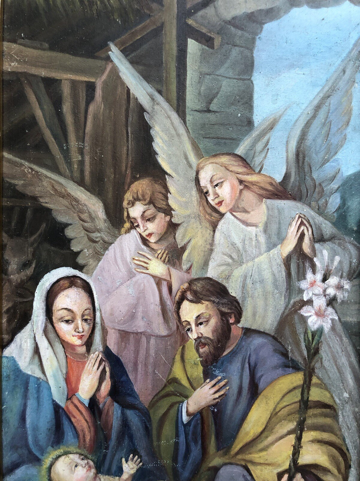 Quadro antico -Natività- dipinto a olio su tela