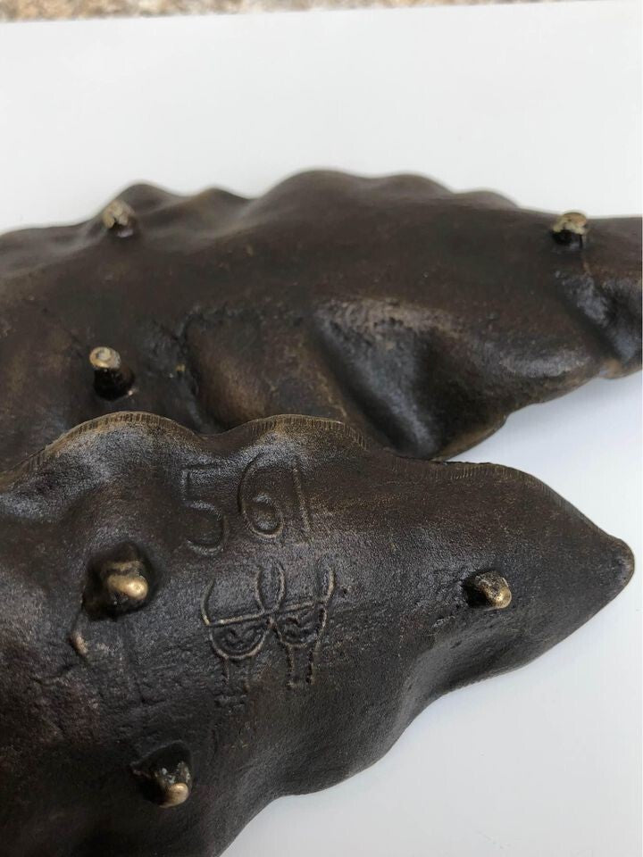 Coppia di fermacarte / svuota tasche vintage- foglia in bronzo