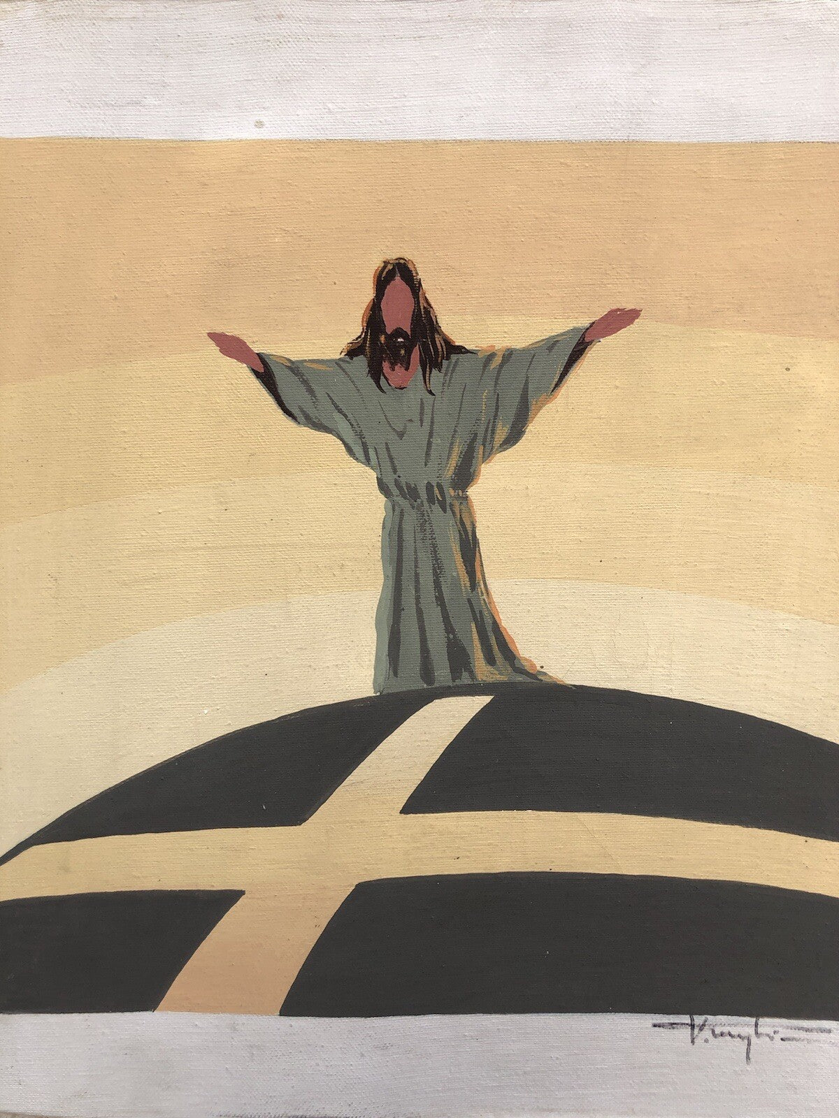Quadro vintage -Immagine Sacra- dipinto ad acrilico su tela