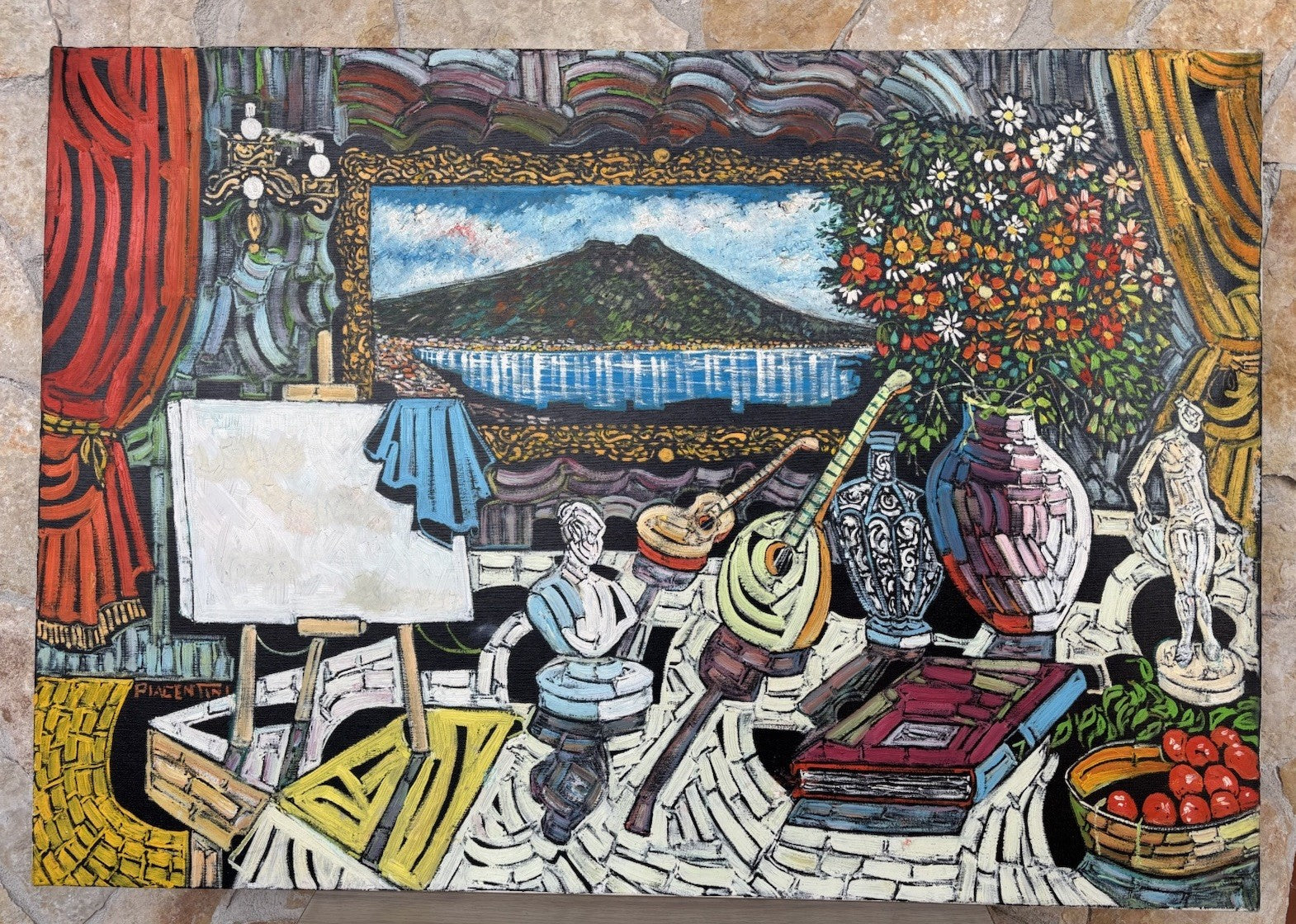 Quadro -Romanticismo- Marcello Piacentini dipinto a olio su tela