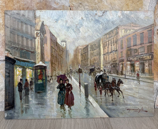 Quadro -Strada Di Città- Giuseppe Scognamiglio- dipinto a olio
