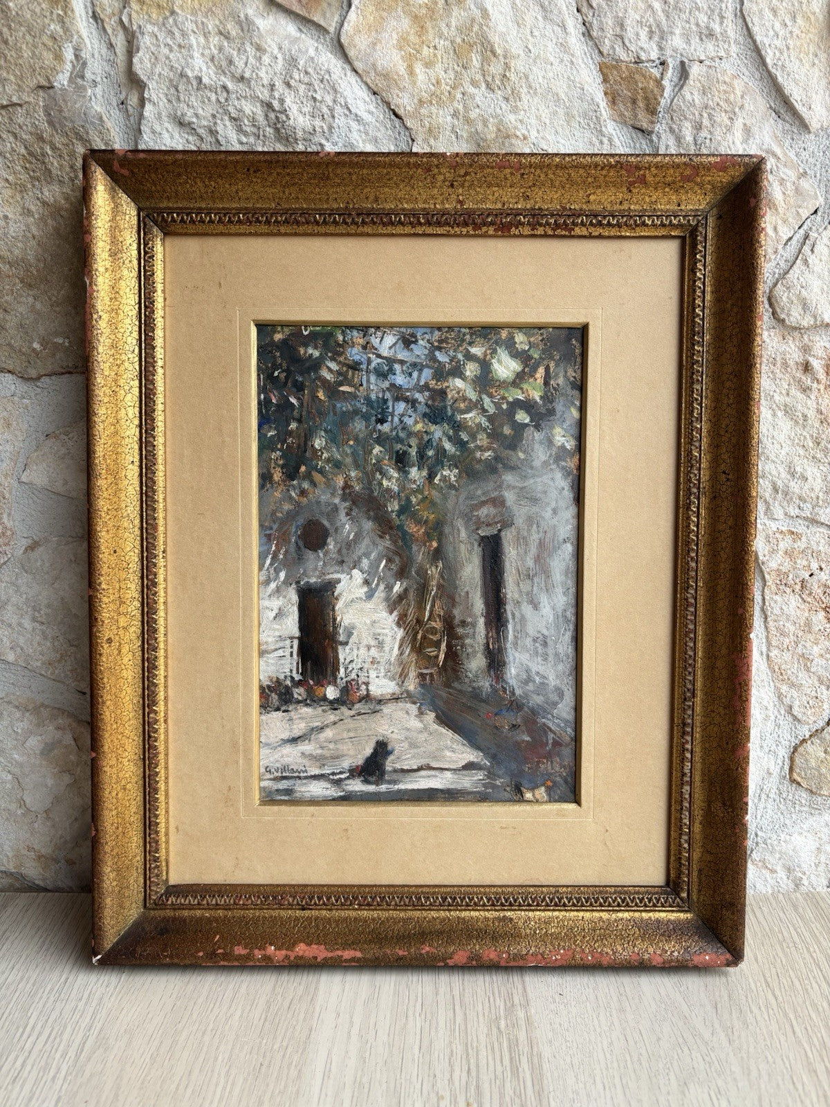 Quadro -Interno Di Cortile- Gennaro Villani dipinto a olio