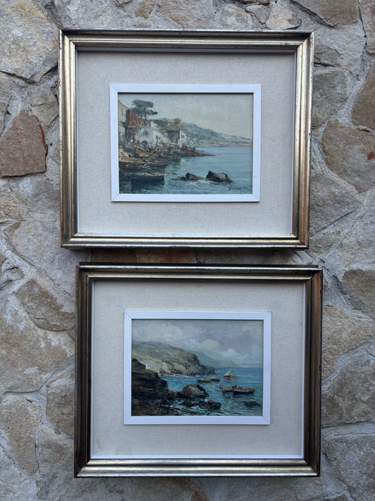 Coppia di quadri -Marine- Ciro Canzanella dipinti a olio su tavoletta