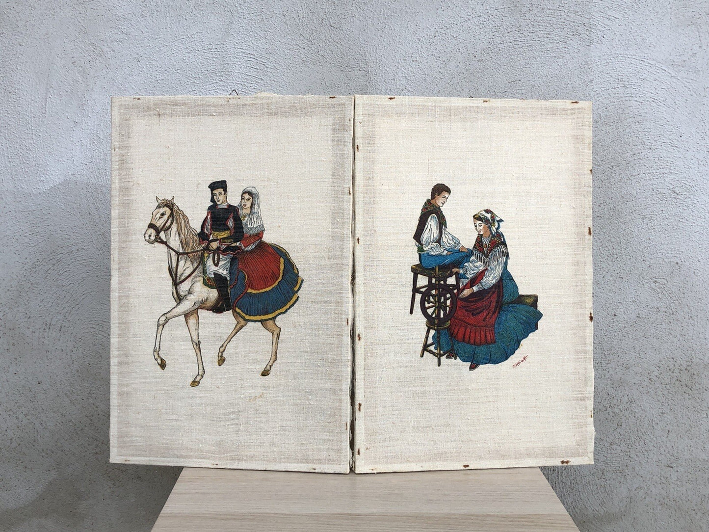 Coppia di quadri stampe su tela lino vintage - Soggetti Sardi