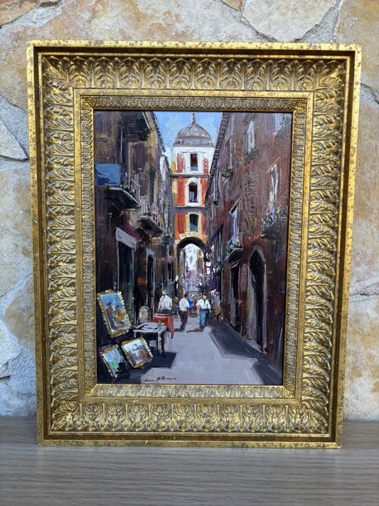 Quadro -Vicolo Di Napoli- Nino D’Amore- dipinto a olio