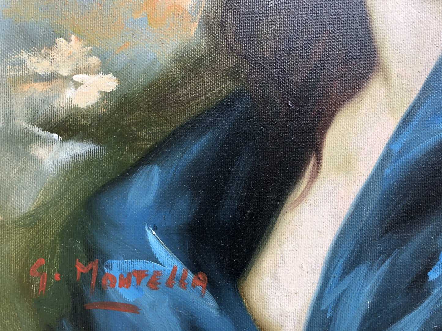 Quadro vintage Giacinto Montella dipinto a olio su tela