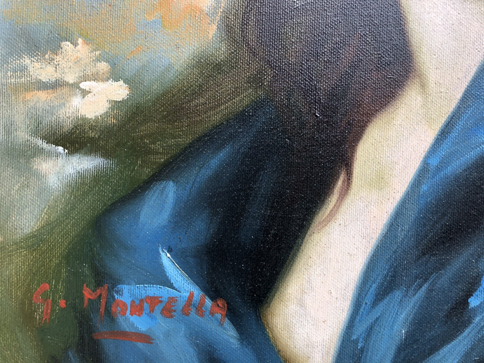 Quadro vintage Giacinto Montella dipinto a olio su tela