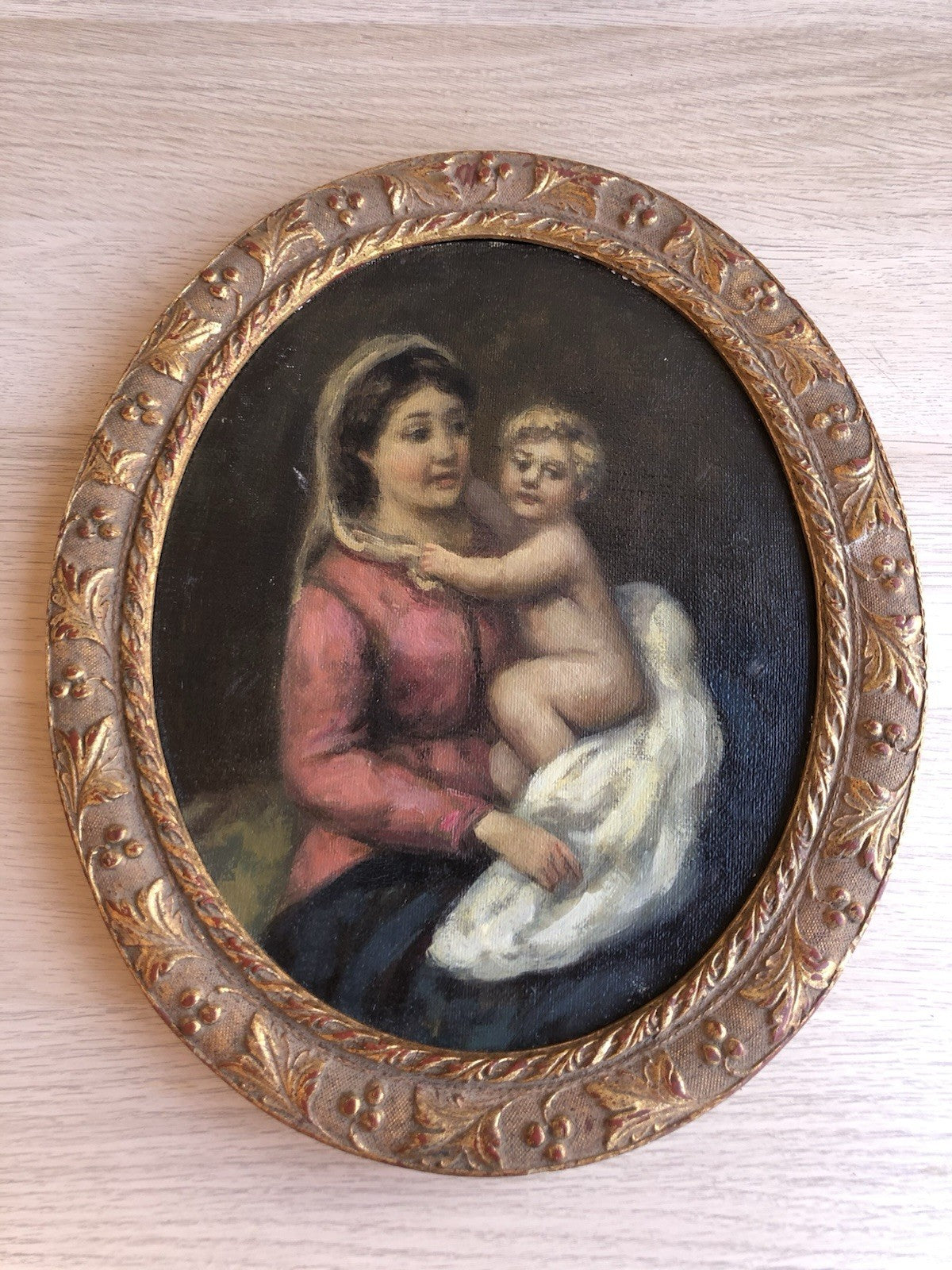 Quadro -Maternità- dipinto a olio su tela