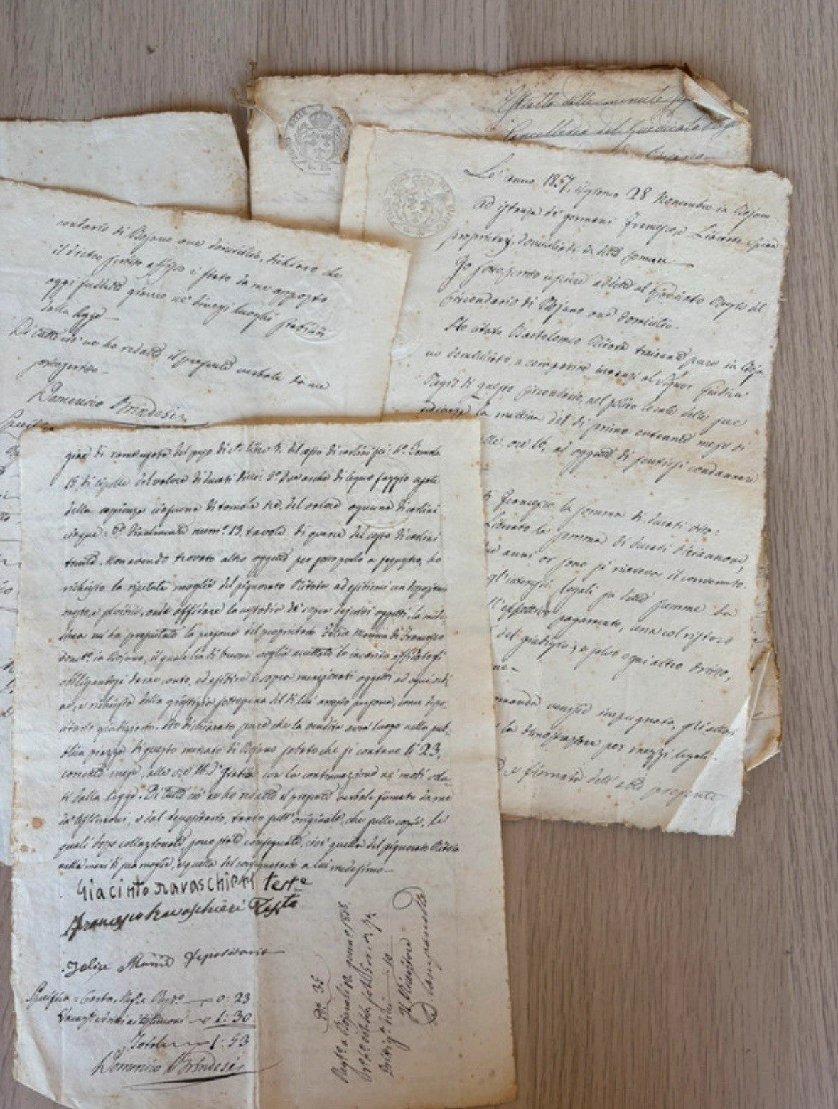 Manoscritti Antichi, Documenti 1800 Con Timbri Del Regno Delle Due Sicilie