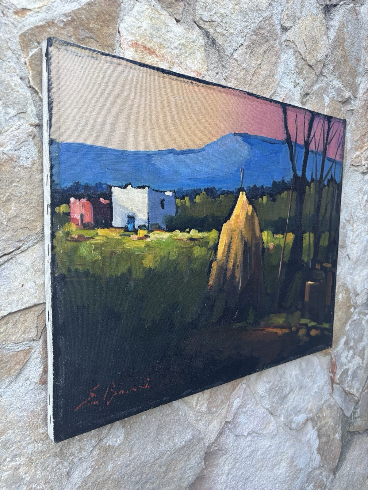 Quadro -Paesaggio Di Campagna- Enrico Bonè dipinto a olio su tela
