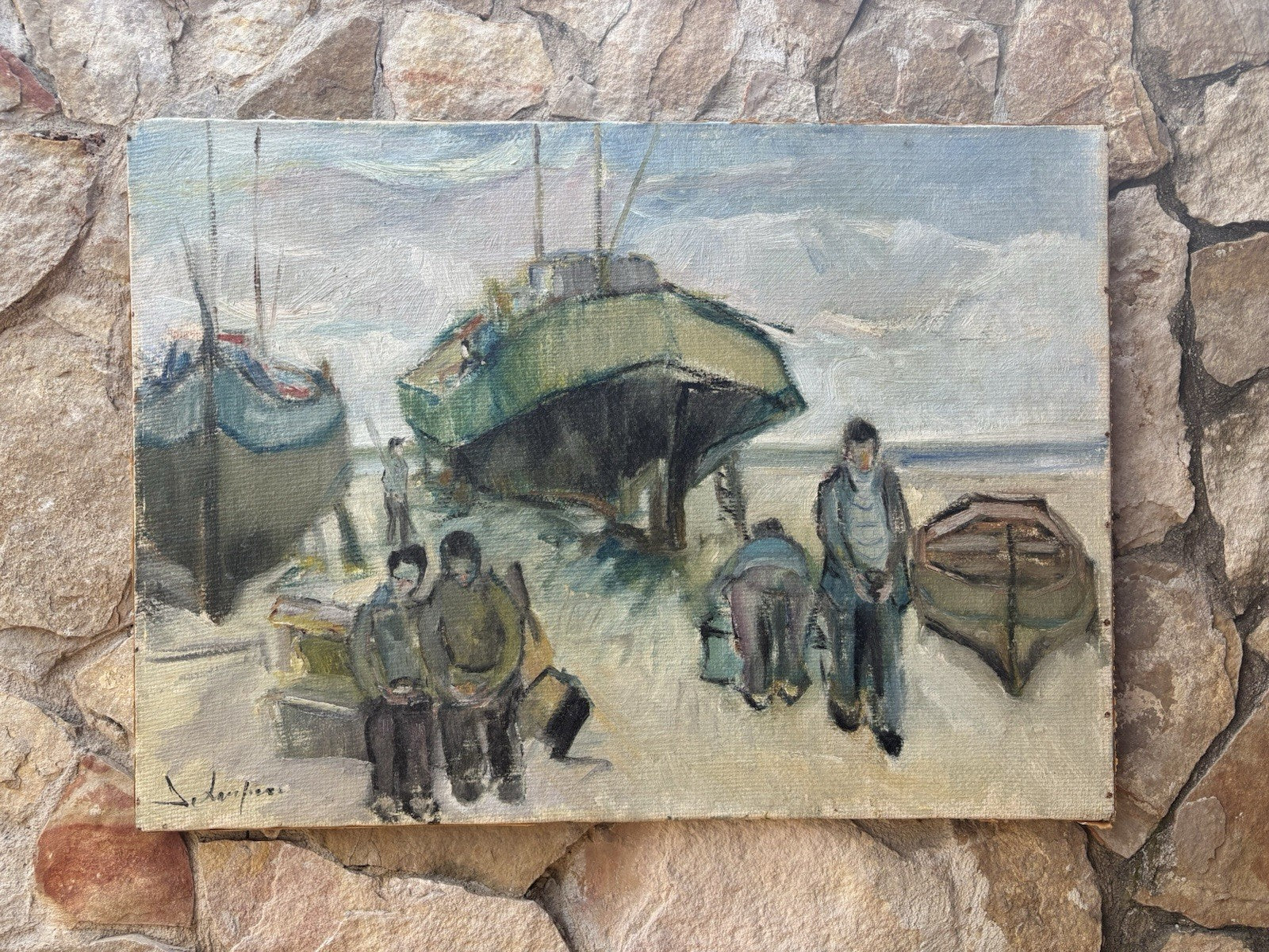 Quadro -Barche A Riposo- dipinto a olio su tela