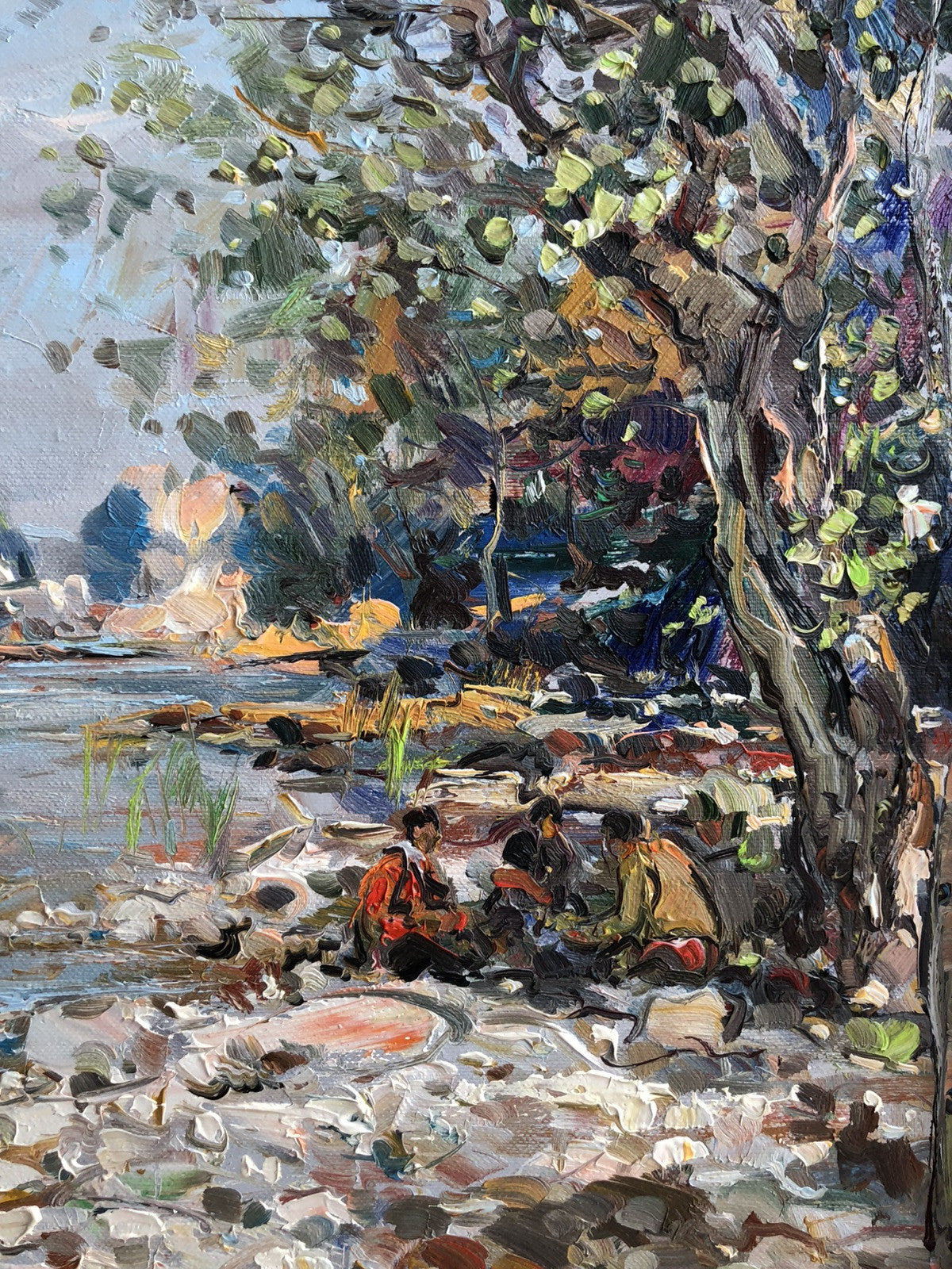 Quadro -Paesaggio Con Ruscello- dipinto a olio su tela