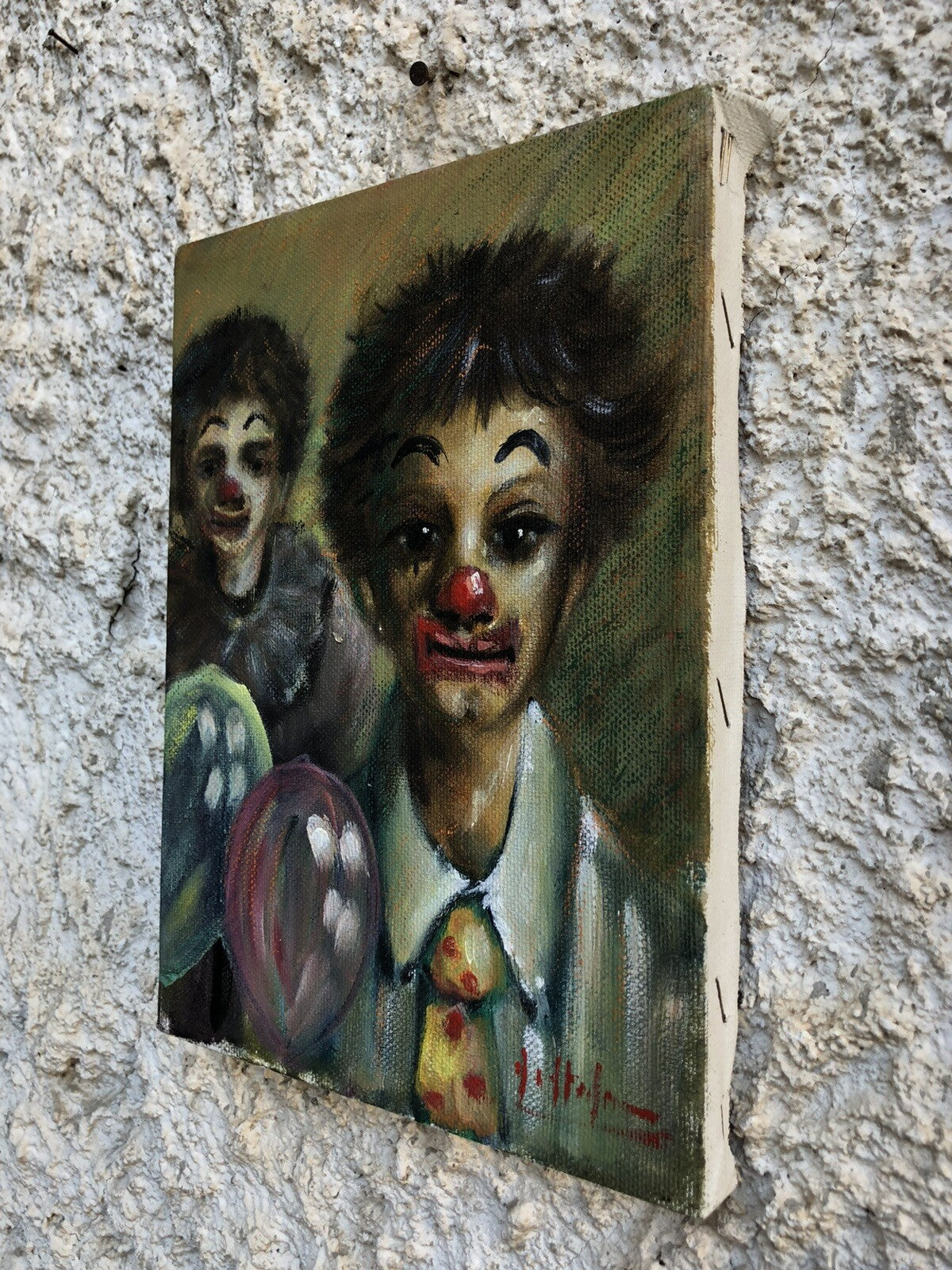 Quadro vintage -Pagliacci- dipinto a olio su tela