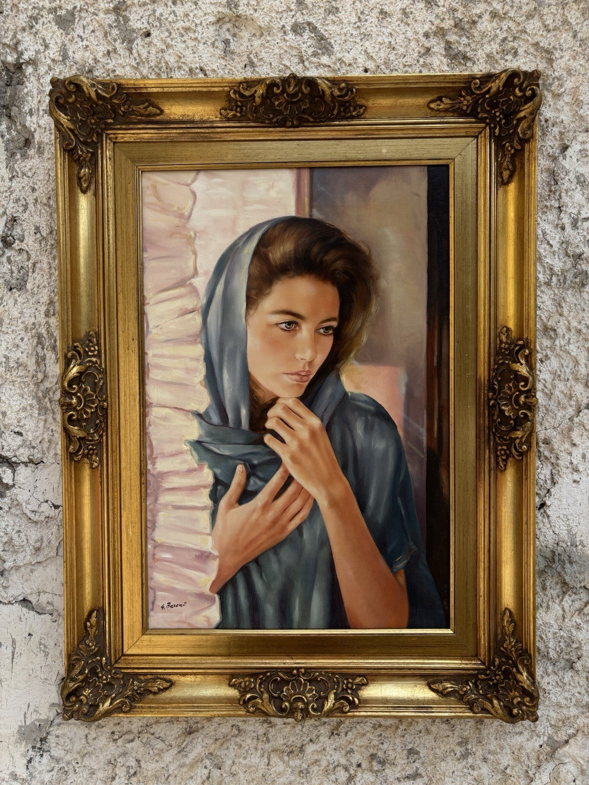Quadro -Volto Femminile- Gigi Barone dipinto a olio su tela
