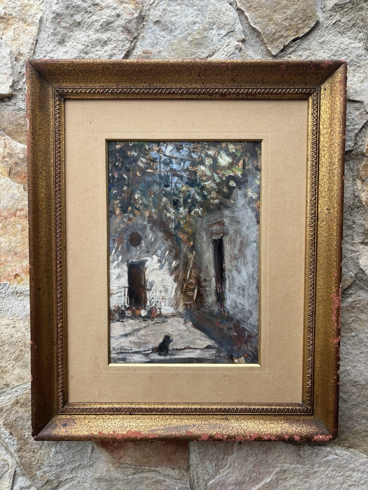 Quadro -Interno Di Cortile- Gennaro Villani dipinto a olio