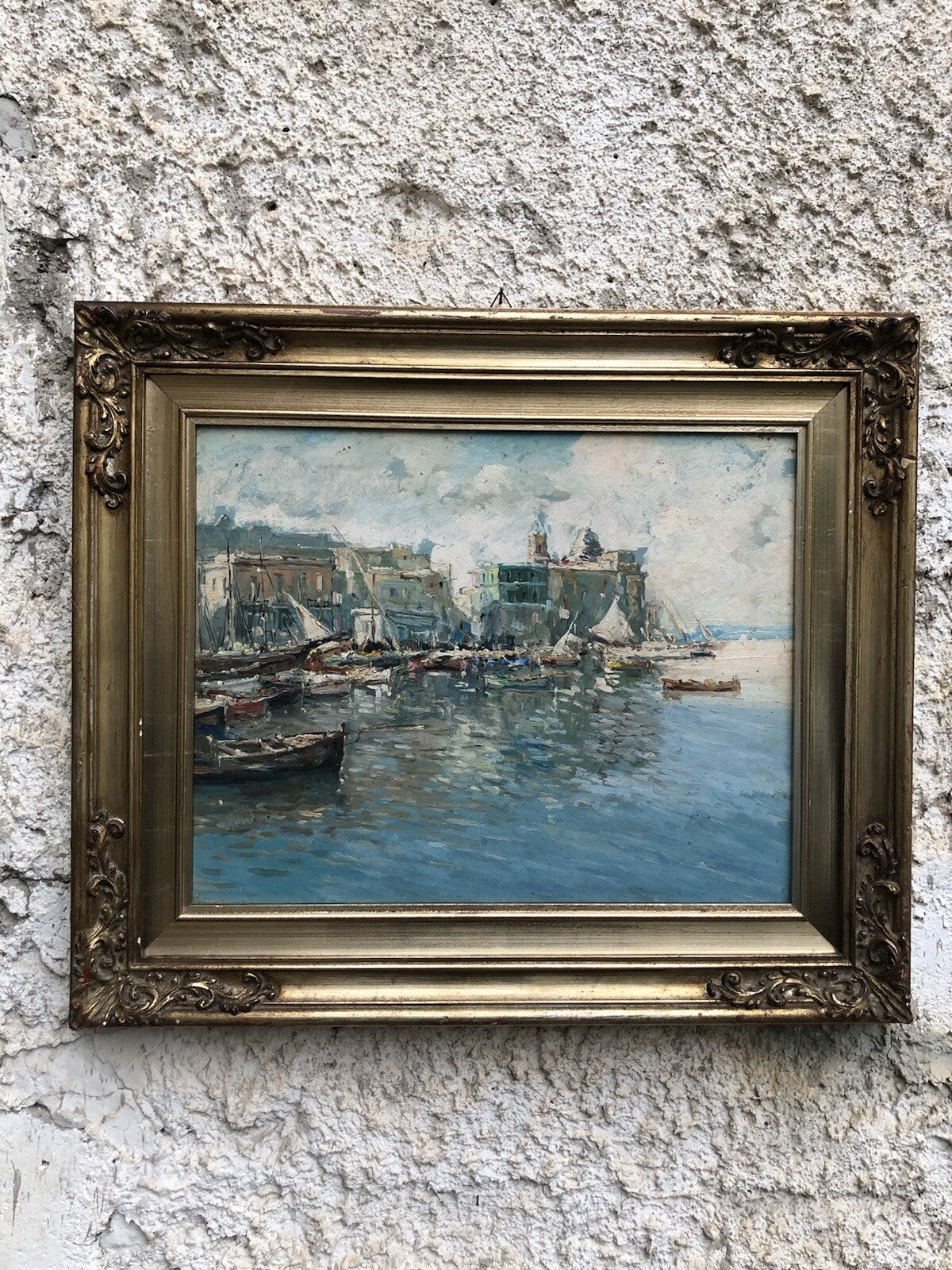 Quadro vintage -Porto Di Pozzuoli- dipinto a olio