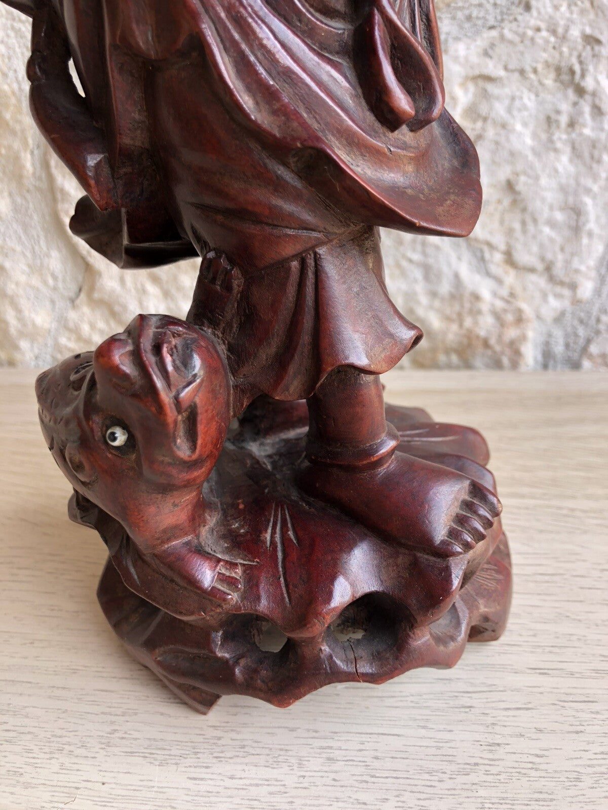 Scultura Cinese Vintage In Legno