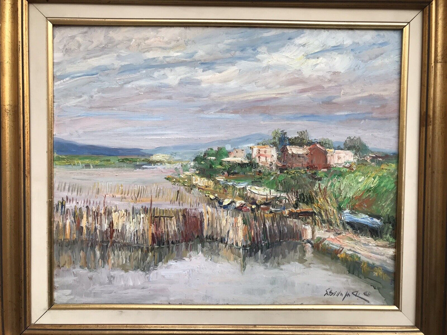 Quadro vintage -Lago Patria- dipinto a olio