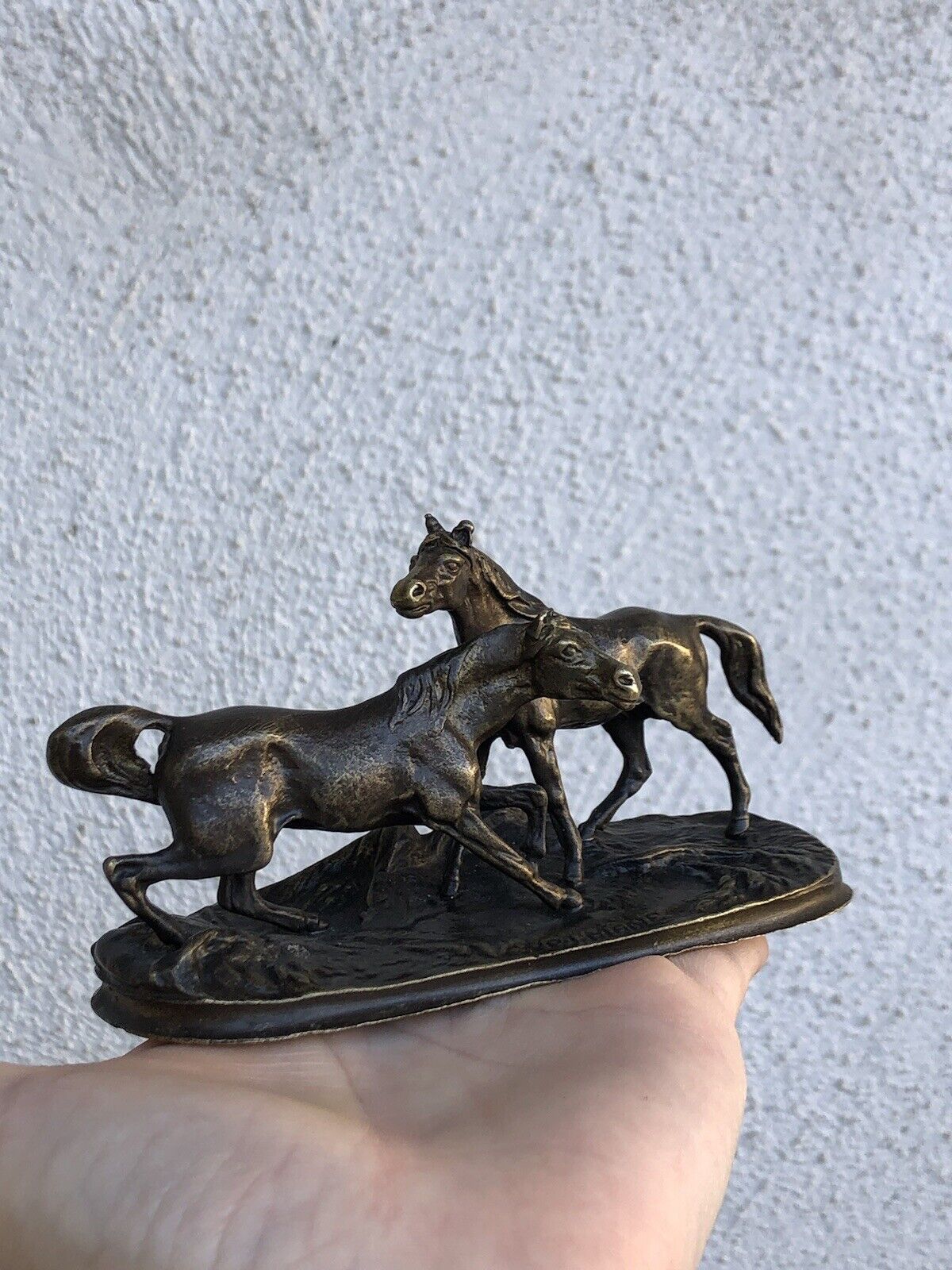 Scultura Vintage Francese -Cavalli- In Bronzo P.J.Méne