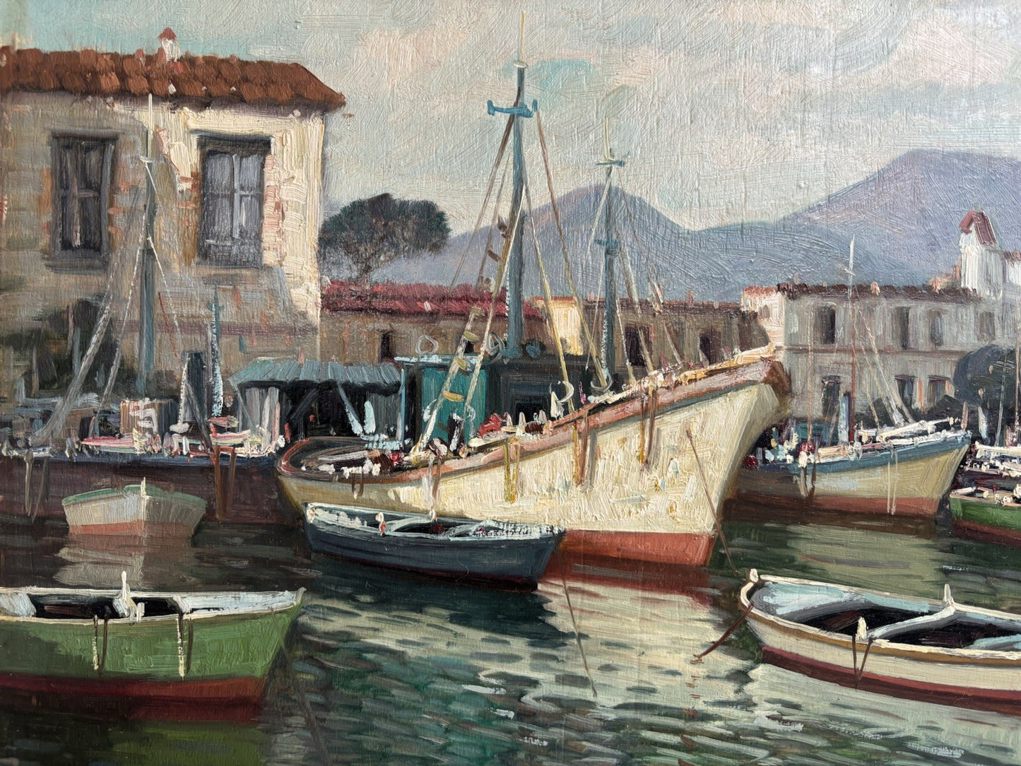 Quadro -Marina Con Barche- Paolo Malerba dipinto a olio
